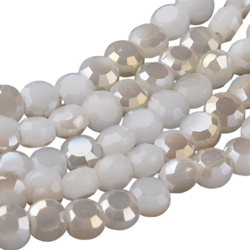 6mm Glass White AB Coin Beads