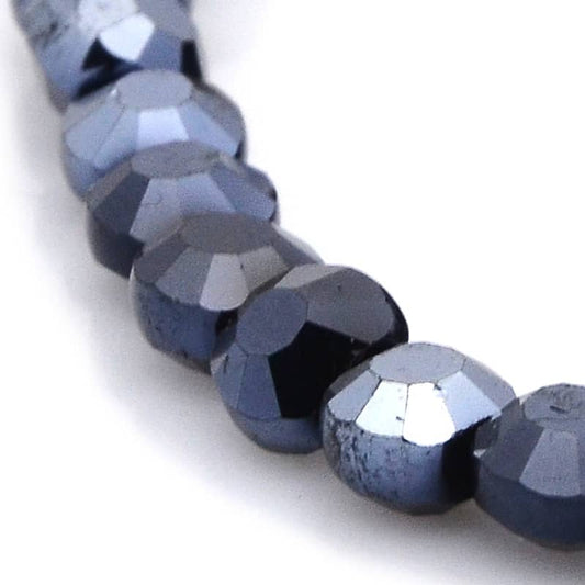6mm Glass Hematite Coated Coin Beads