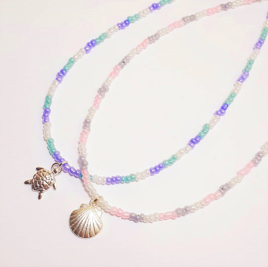 Beach themed Seed Bead Necklace Duo image 0