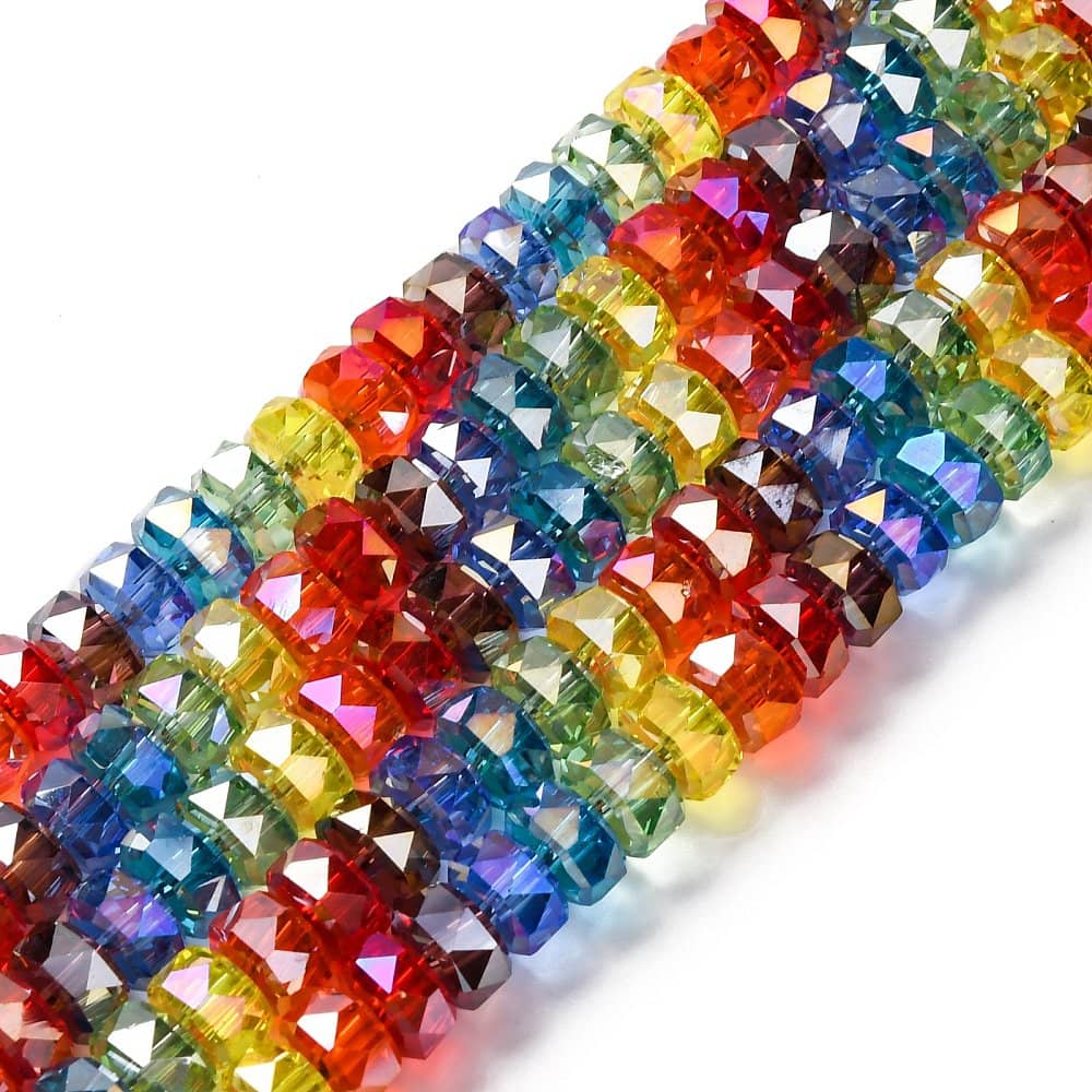 Flat Rainbow Glass Beads