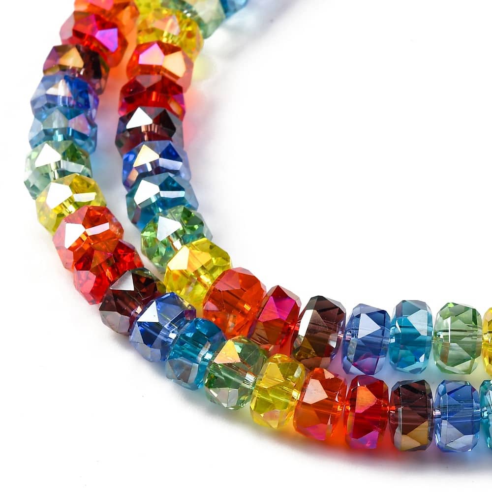 Flat Rainbow Glass Beads