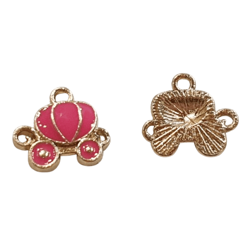 Enamel Pink Pumpkin Carriage Charm image 0