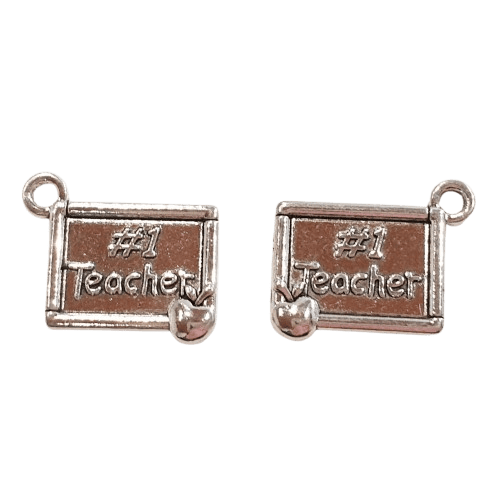 Silver Tone #1 Teacher charm image 0