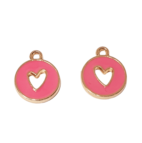 Enamel Pink Heart Charm image 0