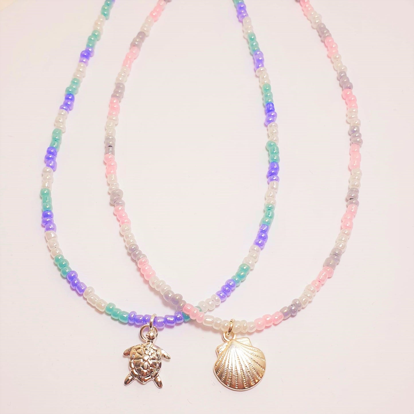 Beach themed Seed Bead Necklace Duo image 1