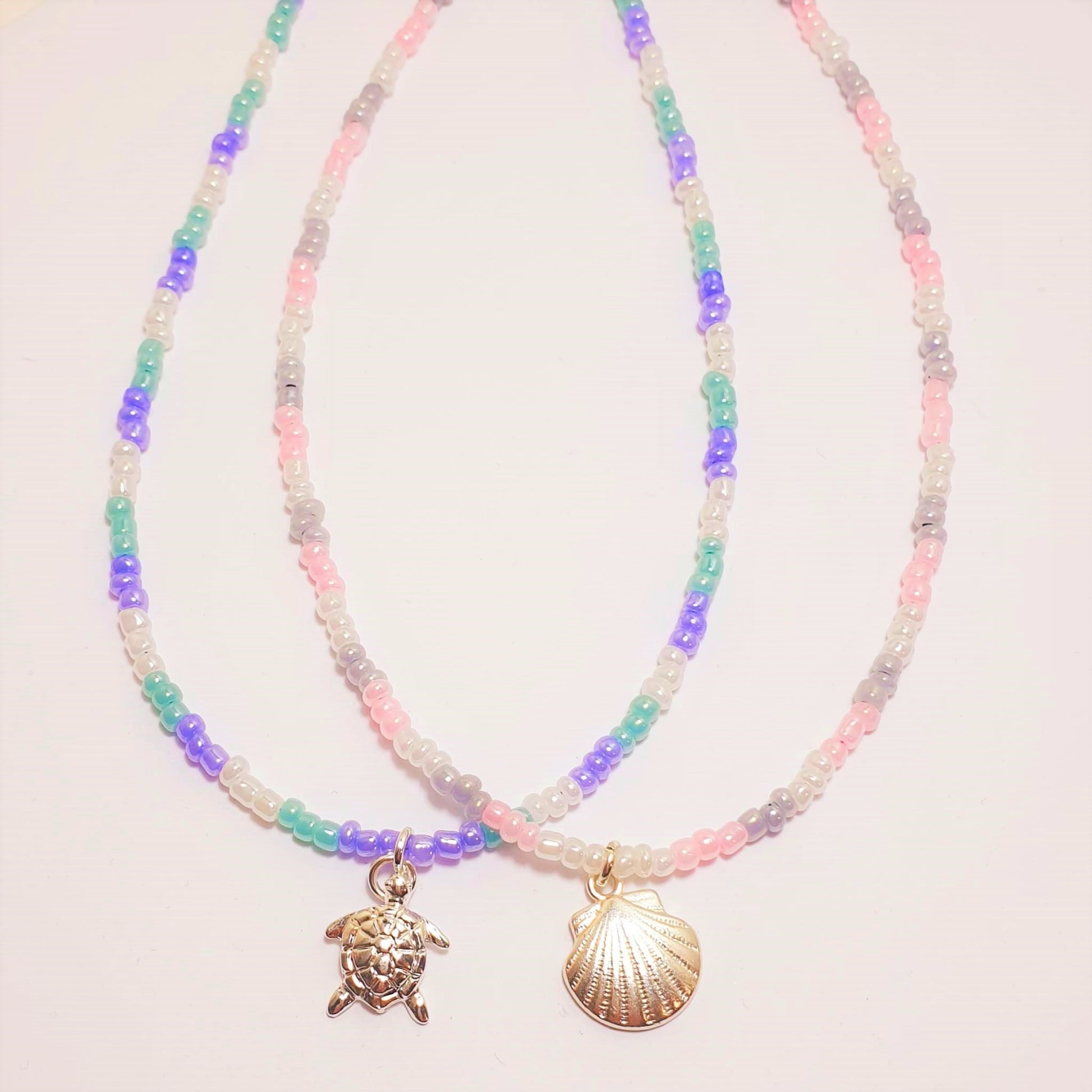 Beach themed Seed Bead Necklace Duo image 1