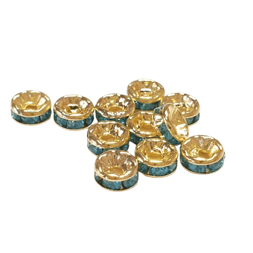 4mm Gold Plated Rhinestone Spacer Beads image 0