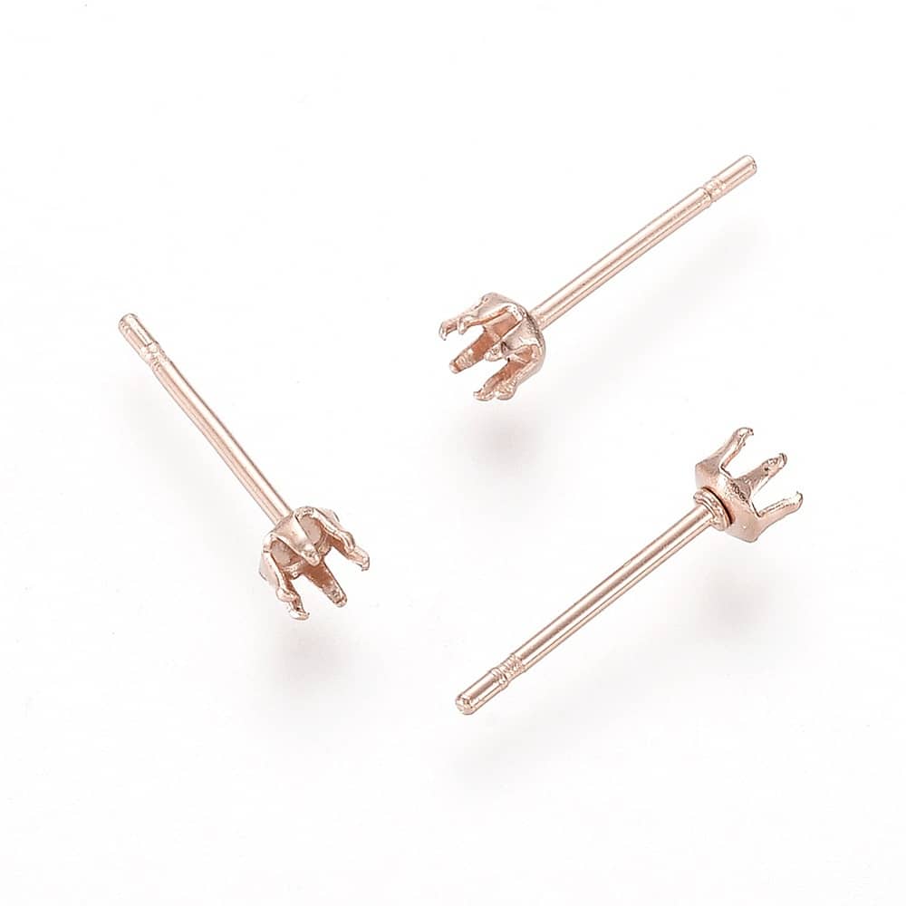 Rose Gold Stainless Steel Prong Studs