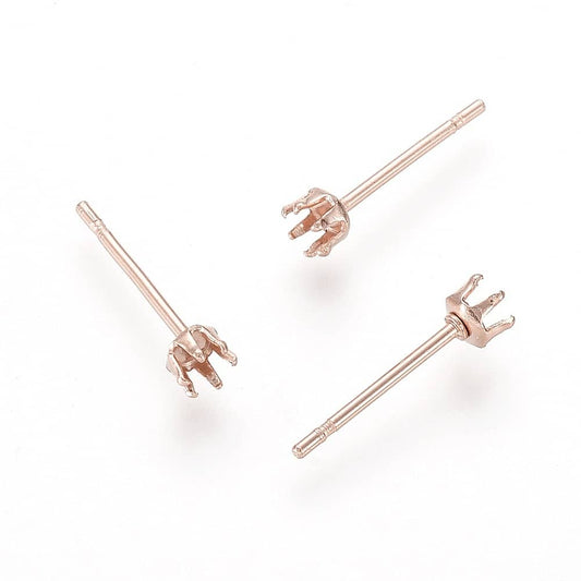 Rose Gold Stainless Steel Prong Studs