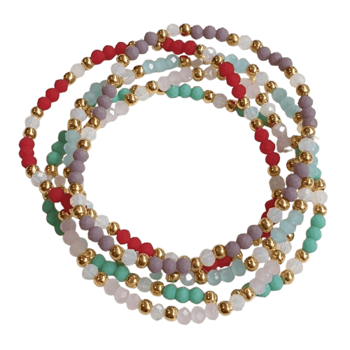 Violet, white and gold mini make