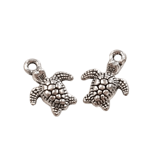 Antique Silver Turtle Charm image 0