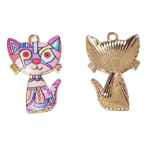 Enamel Colourful Cat Charm image 0