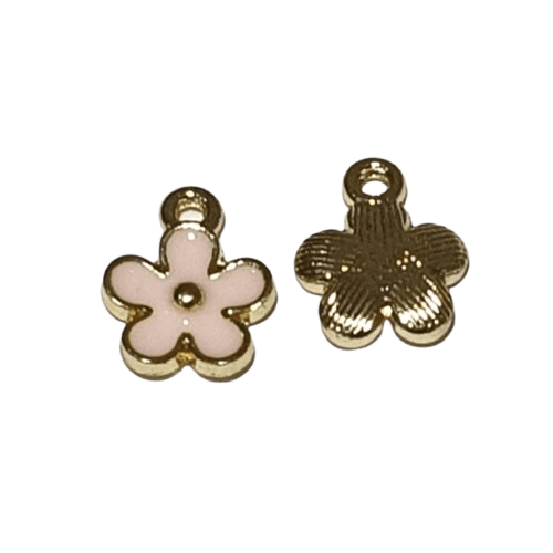 Enamel Pink and Gold Flower Charm image 0