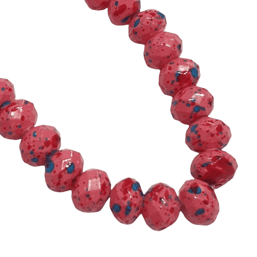 Pink Paint Splash 8mm Glass Rondelles image 0