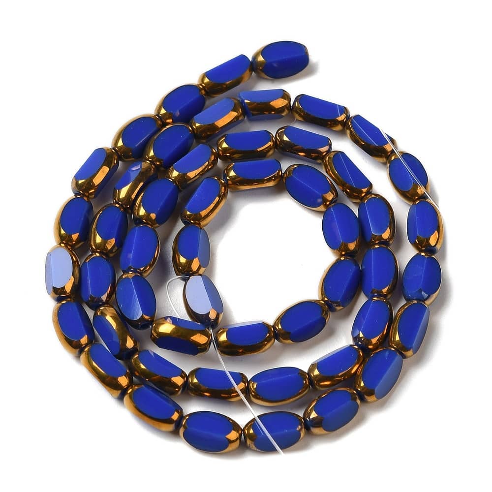Electroplate Oval Blue Beads