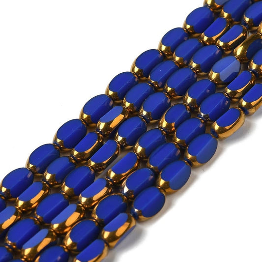 Electroplate Oval Blue Beads