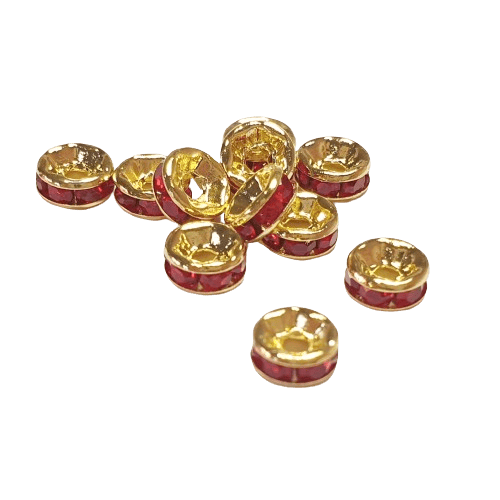 6mm Gold Plated Rhinestone Spacer Beads image 1