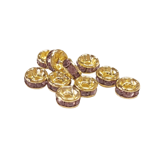 6mm Gold Plated Rhinestone Spacer Beads image 2