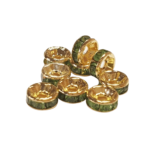 6mm Gold Plated Rhinestone Spacer Beads image 3