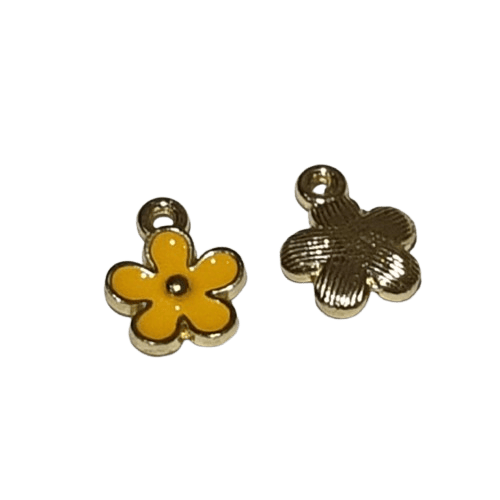 Enamel Yellow and Gold Flower Charm image 0