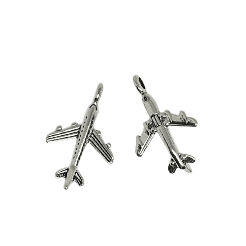 Antique silver tone plane charm image 0