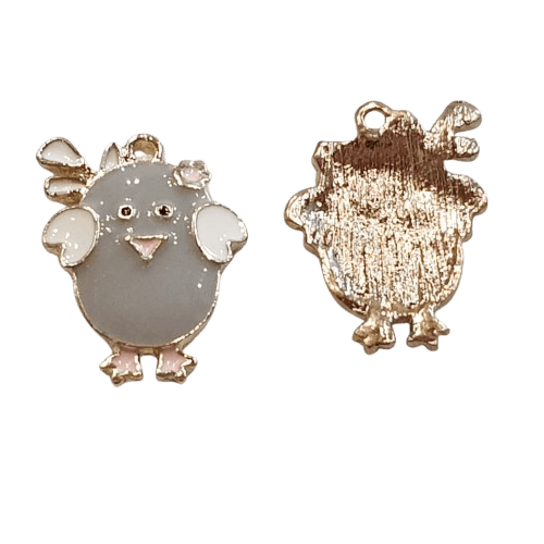 Enamel Grey Chick Charm image 0