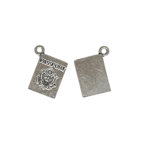 Antique silver tone passport charm image 0
