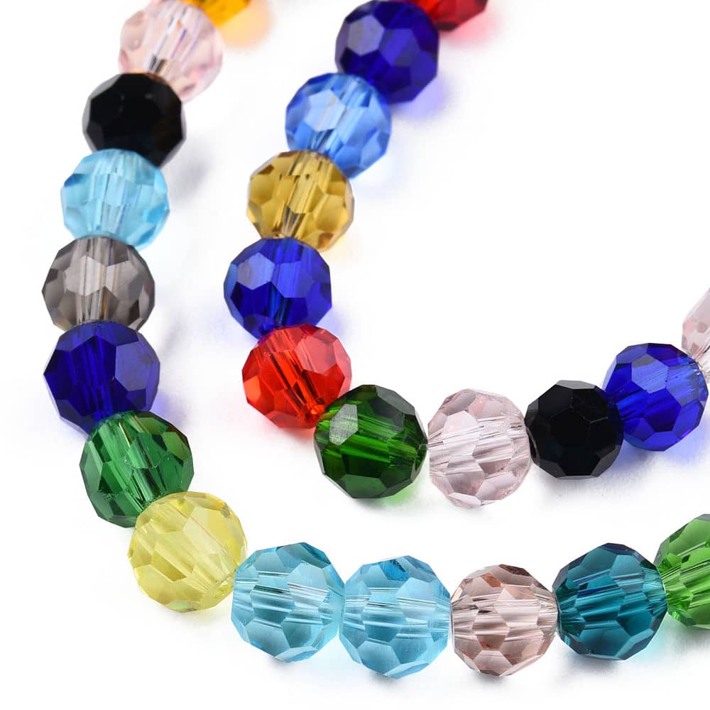6mm Multicoloured Facetted Round Beads