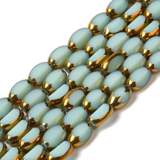 Electroplate Oval Honeydew Beads