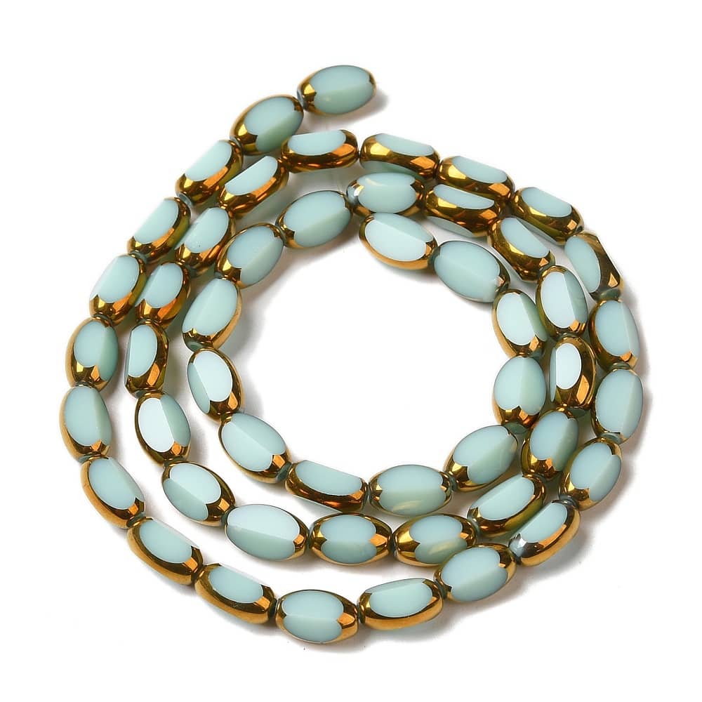 Electroplate Oval Honeydew Beads