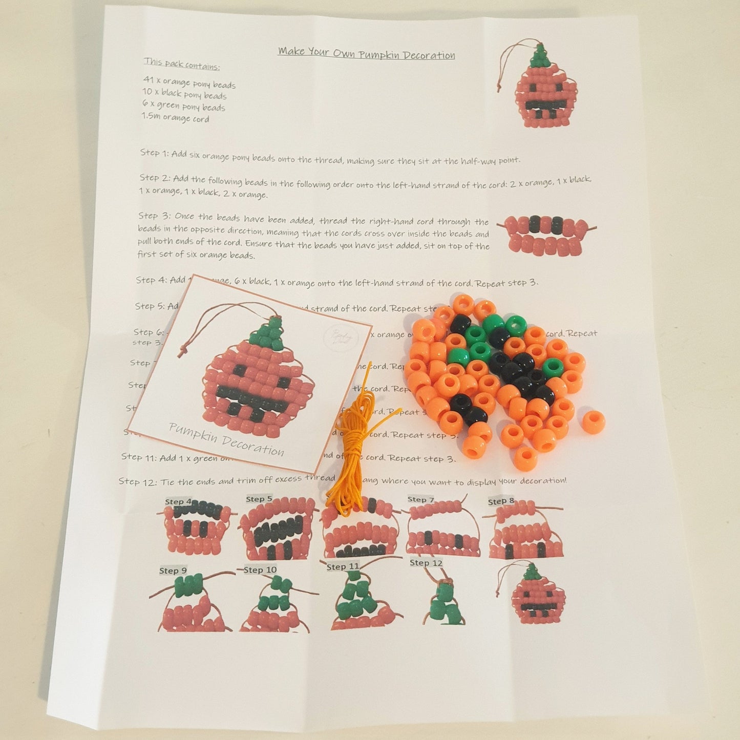 Pumpkin Pony Bead Decoration