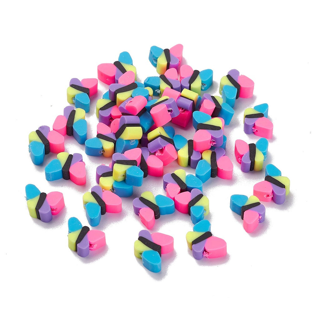 Polymer Multicoloured Butterfly beads