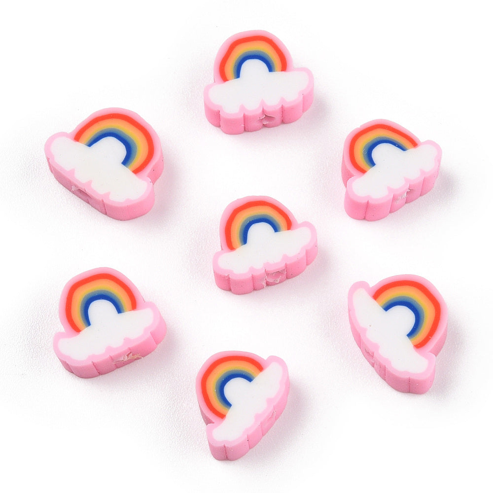 Polymer Pink Rainbow beads