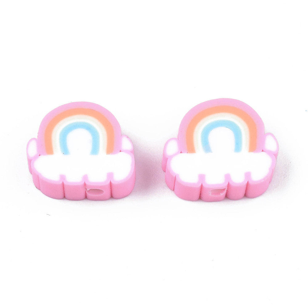 Polymer Pink Rainbow beads