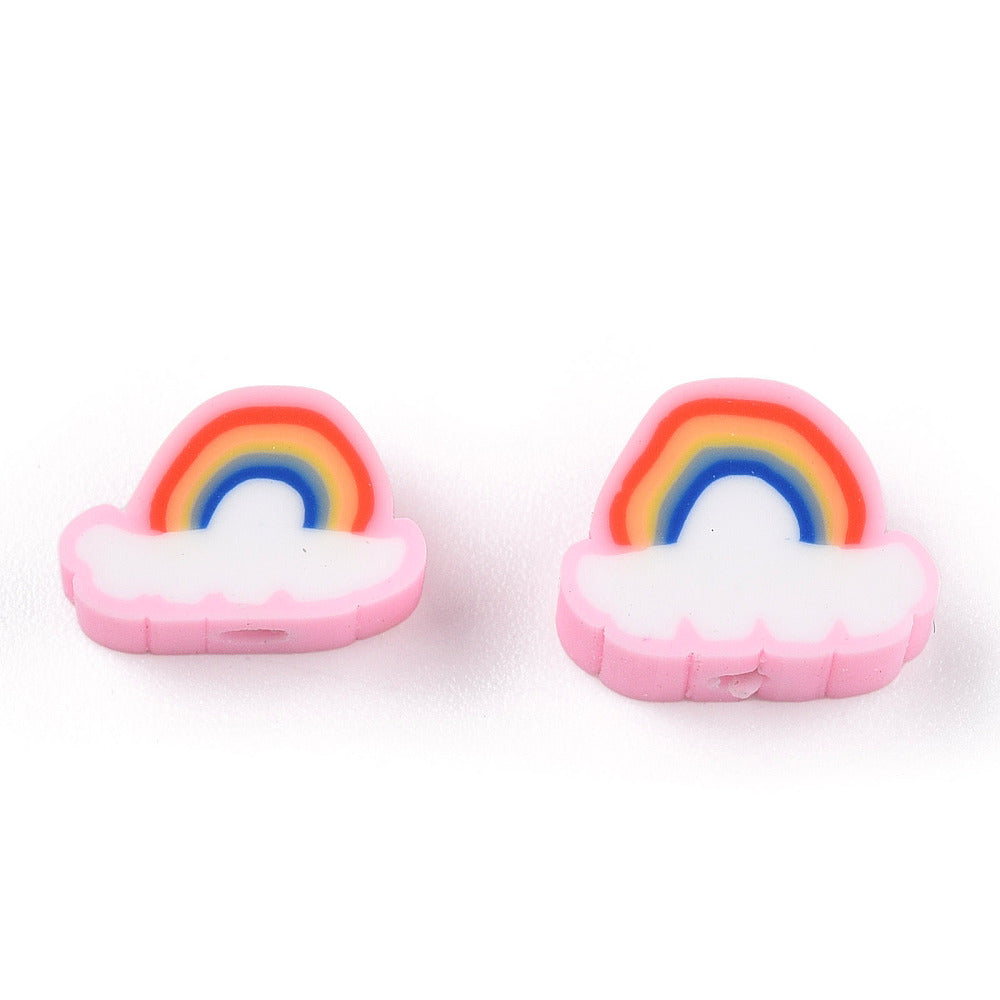 Polymer Pink Rainbow beads