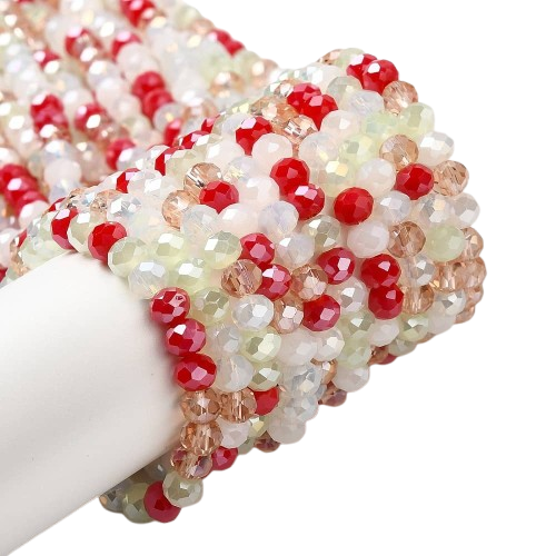 Mixed Red and White Rondelle Strands
