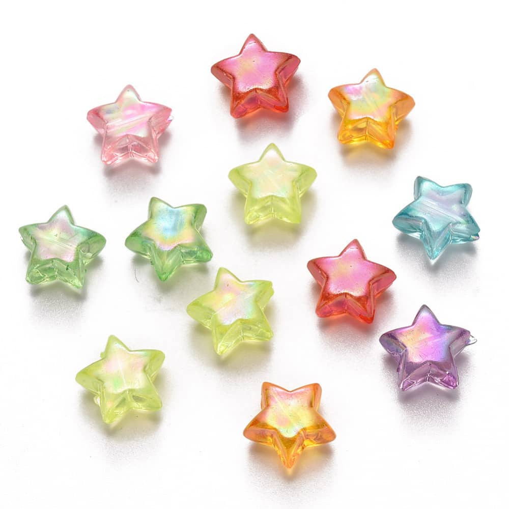 Transparent Coloured Star Shaped Beads