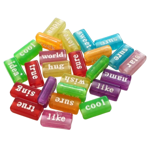 Mixed word beads - transparent